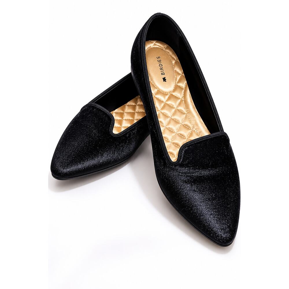 Birdies Blackbird Black Calf Hair Pointed Toe Smoking Flat Loafer Women's Size 9